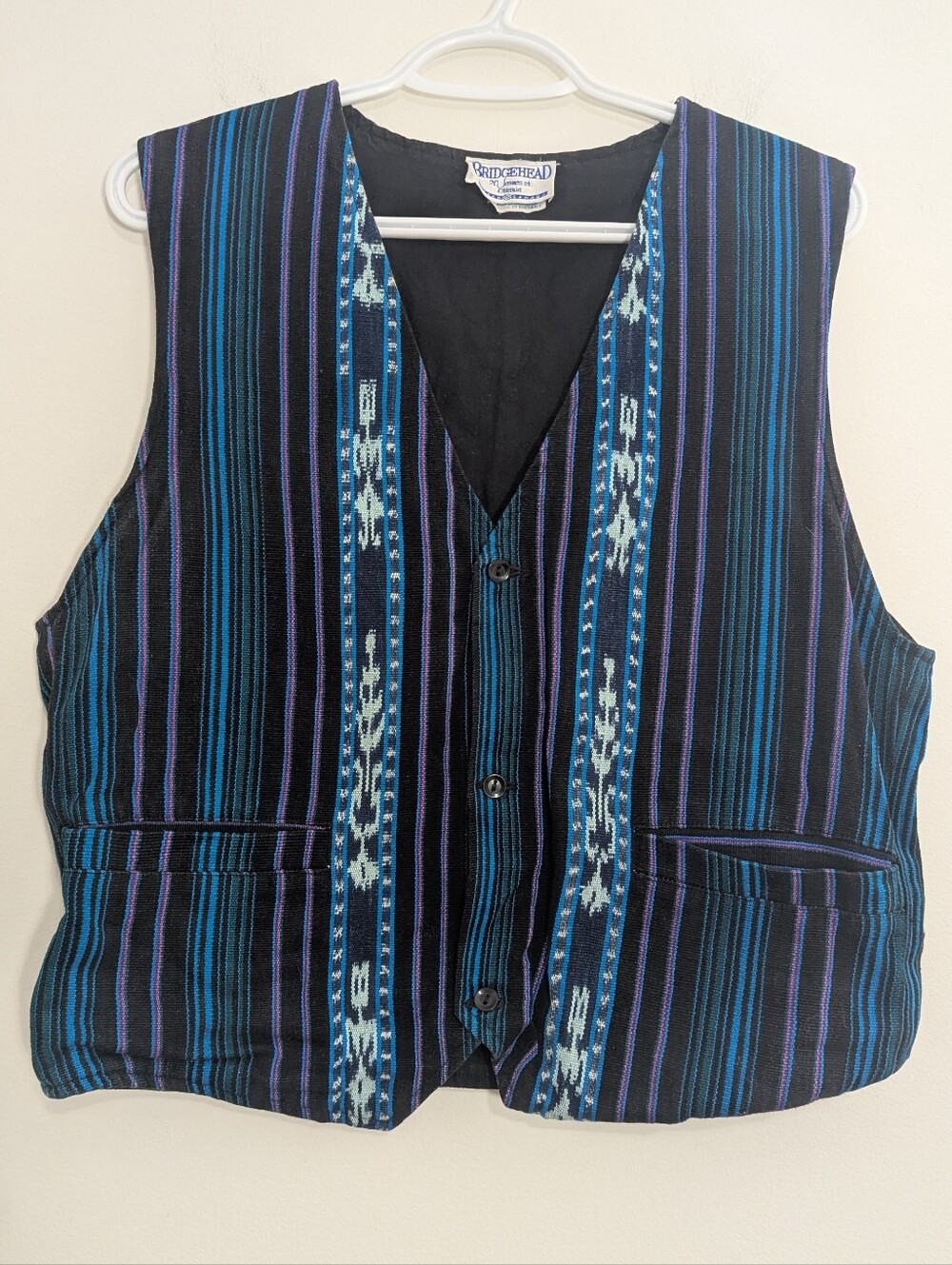 Vintage 90s Woven Guatemala Vest - Oxfam Canada Bridgehead - Unisex S/M Boho